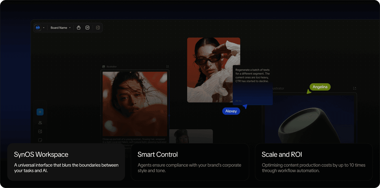 Syneps workspace with AI agents and team collaboration
